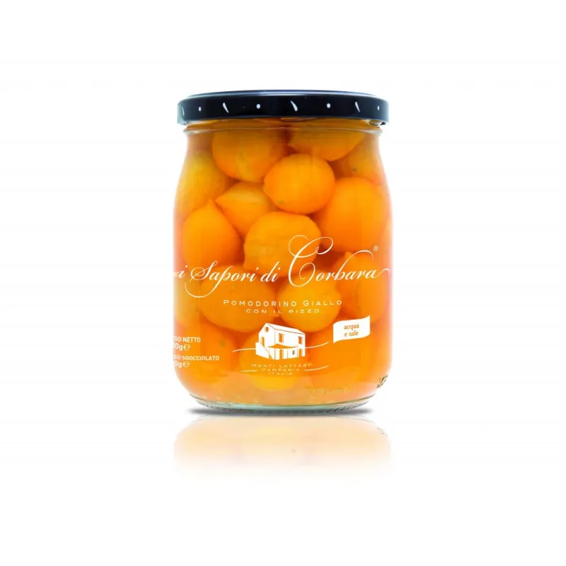 Pomodorino Giallo con il pizzo intero in succo 6 x 520gr / Gele Tomaat