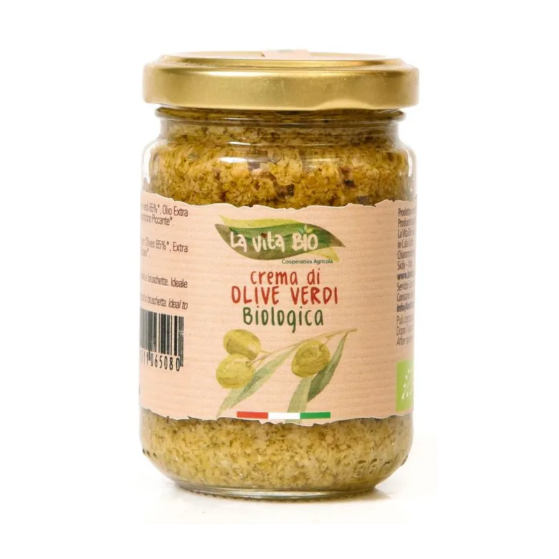Crema di Olive Verdi Biologico 'La Vita Bio' 130gr / Groene Olijven Tapenade Bio